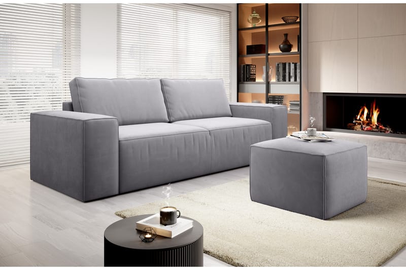 Kamli Sovesofa 3-seters med Oppbevaring - Lysegrå - Møbler - Sofaer - Sovesofaer