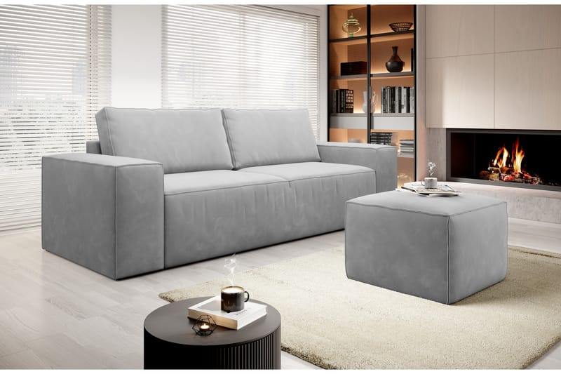 Kamli Sovesofa 3-seters med Oppbevaring - Lysegrå - Møbler - Sofaer - Sovesofaer