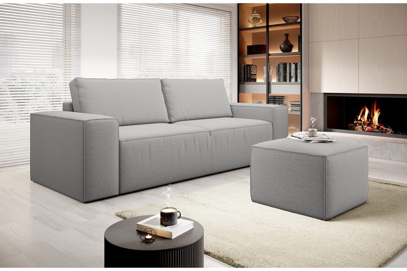 Kamli Sovesofa 3-seters med Oppbevaring - Lysegrå - Møbler - Sofaer - Sovesofaer