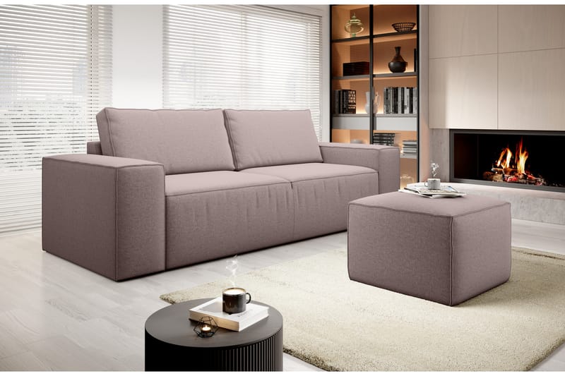 Kamli Sovesofa 3-seters med Oppbevaring - Lyserosa - Møbler - Sofaer - Sovesofaer