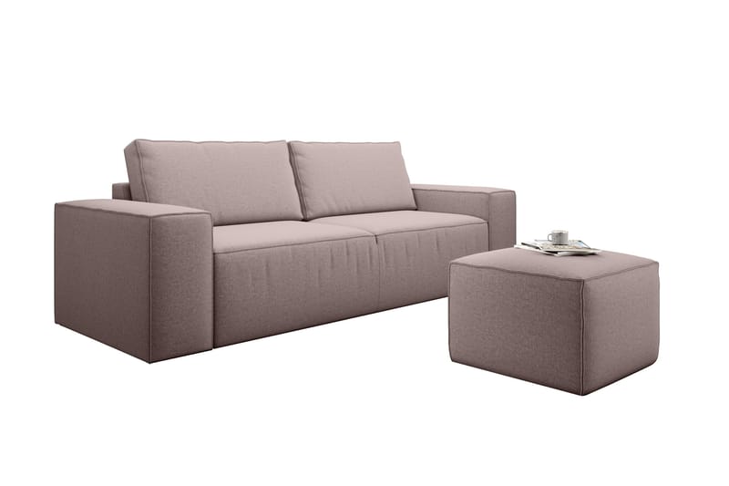 Kamli Sovesofa 3-seters med Oppbevaring - Lyserosa - Møbler - Sofaer - Sovesofaer