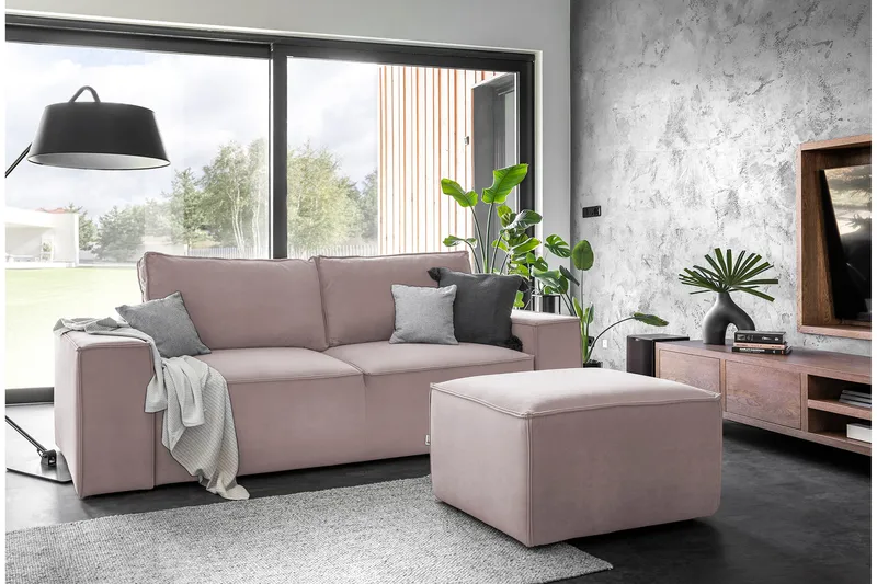 Kamli Sovesofa 3-seters med Oppbevaring, Lyserosa