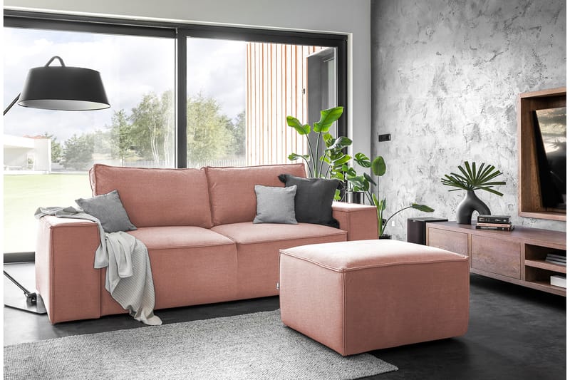 Kamli Sovesofa 3-seters med Oppbevaring - Rosa - Møbler - Sofaer - Sovesofaer