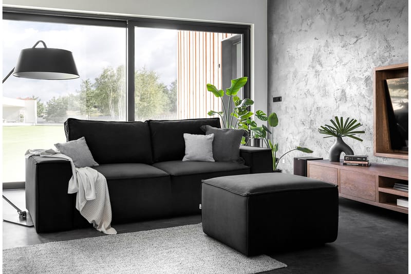 Kamli Sovesofa 3-seters med Oppbevaring - Svart - Møbler - Sofaer - Sovesofaer