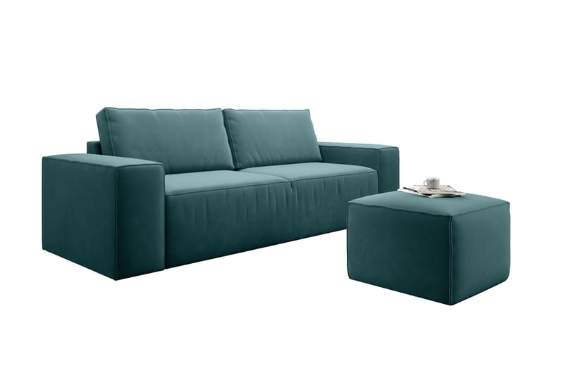 Kamli Sovesofa 3-seters med Oppbevaring - Turkis - Sovesofaer - 3 seters sovesofa