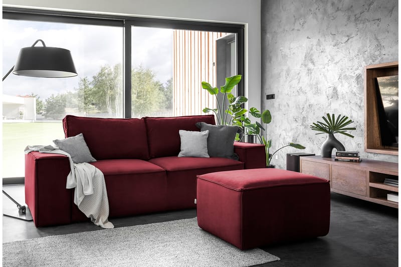 Kamli Sovesofa 3-seters med Oppbevaring - Vinrød - Møbler - Sofaer - Sovesofaer