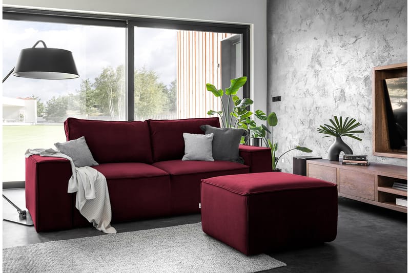 Kamli Sovesofa 3-seters med Oppbevaring - Vinrød - Møbler - Sofaer - Sovesofaer