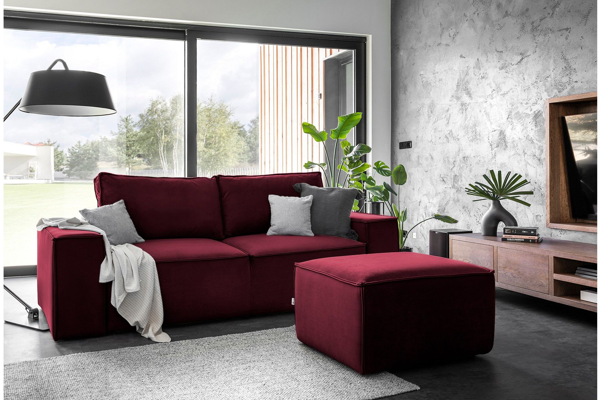 Kamli Sovesofa 3-seters med Oppbevaring - Vinrød