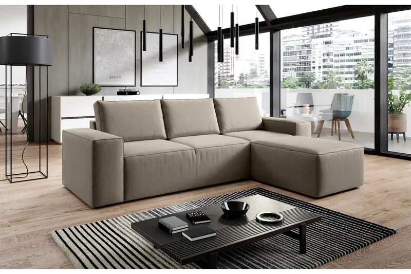 Kamli Sovesofa m. Divan med Oppbevaring - Beige - Møbler - Sofaer - Sovesofaer