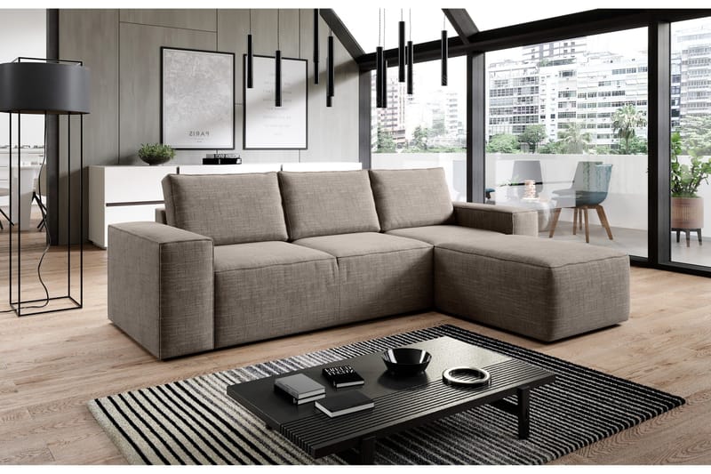 Kamli Sovesofa m. Divan med Oppbevaring - Beige - Møbler - Sofaer - Sovesofaer