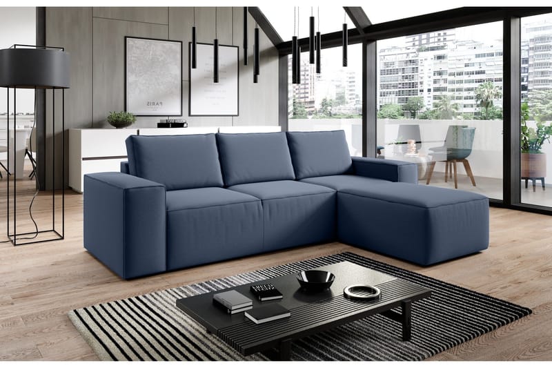 Kamli Sovesofa m. Divan med Oppbevaring - Blå - Møbler - Sofaer - Sovesofaer