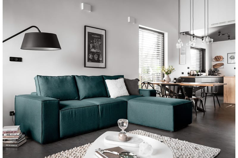 Kamli Sovesofa m. Divan med Oppbevaring - Blå - Møbler - Sofaer - Sovesofaer