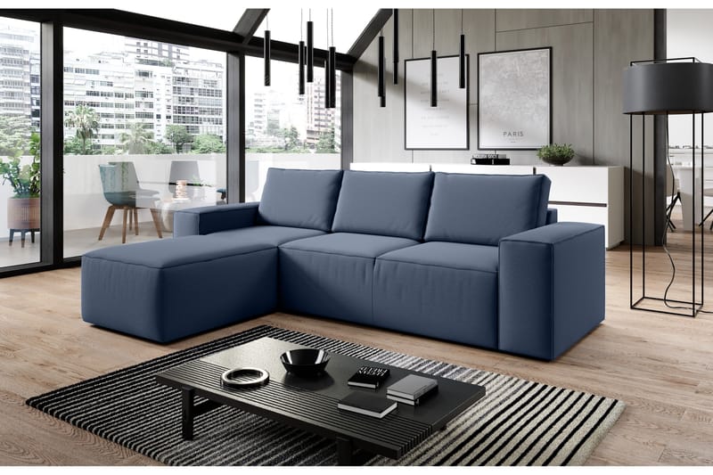 Kamli Sovesofa m. Divan med Oppbevaring - Blå - Møbler - Sofaer - Sovesofaer