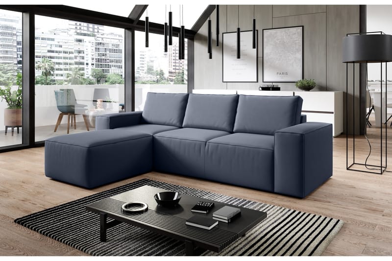 Kamli Sovesofa m. Divan med Oppbevaring - Blå - Møbler - Sofaer - Sovesofaer