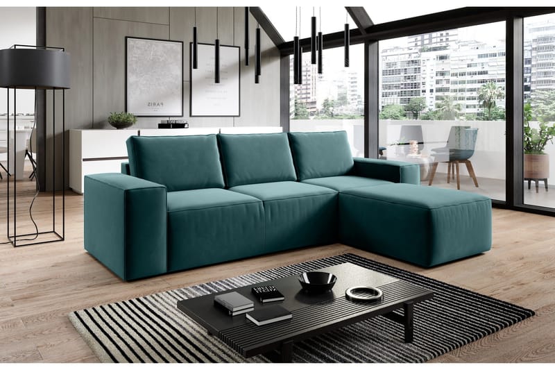 Kamli Sovesofa m. Divan med Oppbevaring - Blå - Møbler - Sofaer - Sovesofaer