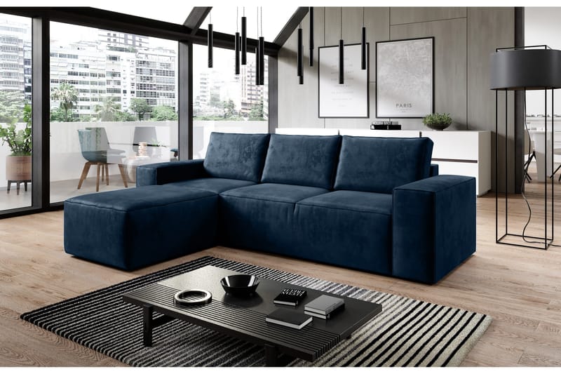Kamli Sovesofa m. Divan med Oppbevaring - Blå - Møbler - Sofaer - Sovesofaer