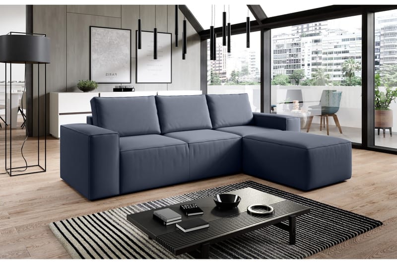 Kamli Sovesofa m. Divan med Oppbevaring - Blå - Møbler - Sofaer - Sovesofaer