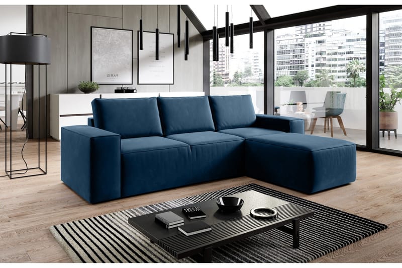 Kamli Sovesofa m. Divan med Oppbevaring - Blå - Møbler - Sofaer - Sovesofaer
