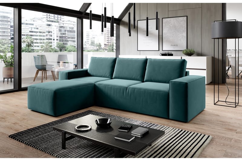 Kamli Sovesofa m. Divan med Oppbevaring - Blå - Møbler - Sofaer - Sovesofaer