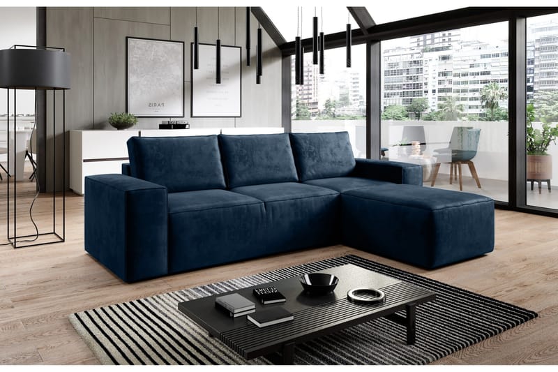 Kamli Sovesofa m. Divan med Oppbevaring - Blå - Møbler - Sofaer - Sovesofaer