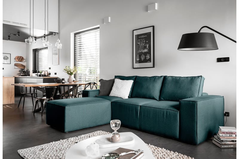 Kamli Sovesofa m. Divan med Oppbevaring - Blå - Møbler - Sofaer - Sovesofaer