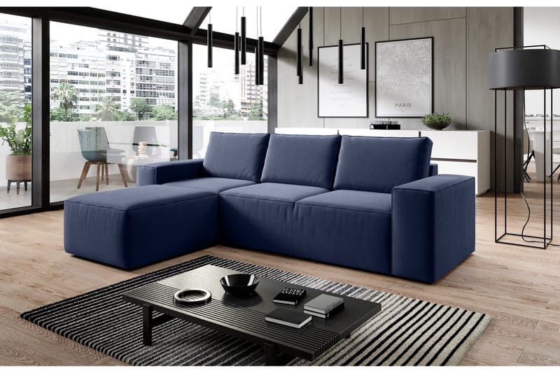 Kamli Sovesofa m. Divan med Oppbevaring - Blå - Møbler - Sofaer - Sovesofaer