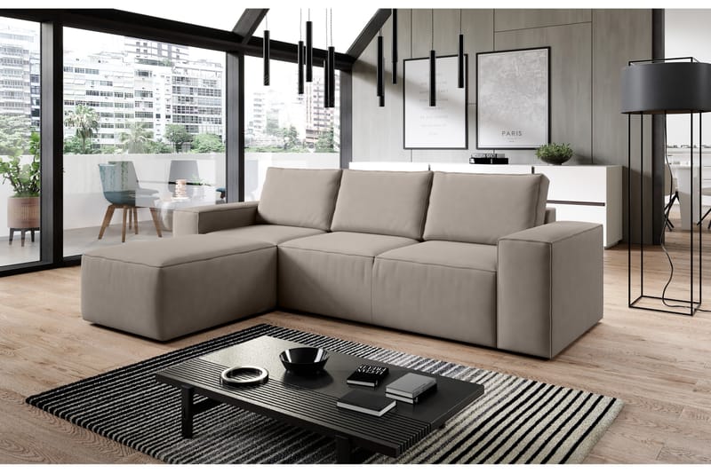 Kamli Sovesofa m. Divan med Oppbevaring - Brun - Møbler - Sofaer - Sovesofaer