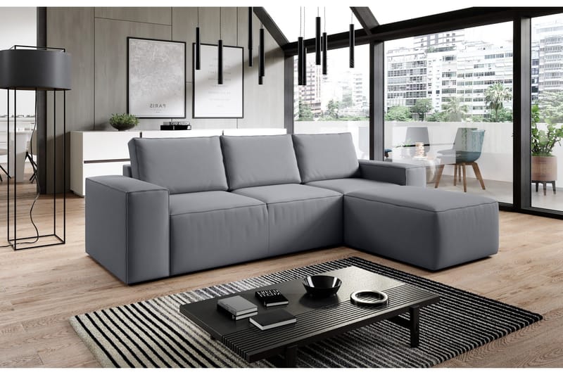Kamli Sovesofa m. Divan med Oppbevaring - Grå - Møbler - Sofaer - Sovesofaer