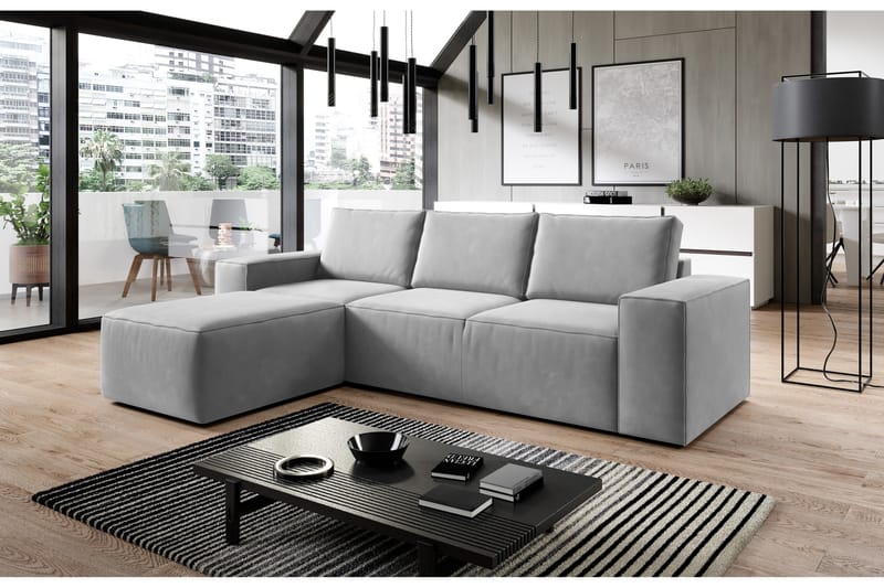 Kamli Sovesofa m. Divan med Oppbevaring - Grå - Møbler - Sofaer - Sovesofaer