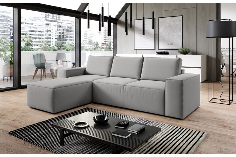 Kamli Sovesofa m. Divan med Oppbevaring - Grå - Møbler - Sofaer - Sovesofaer