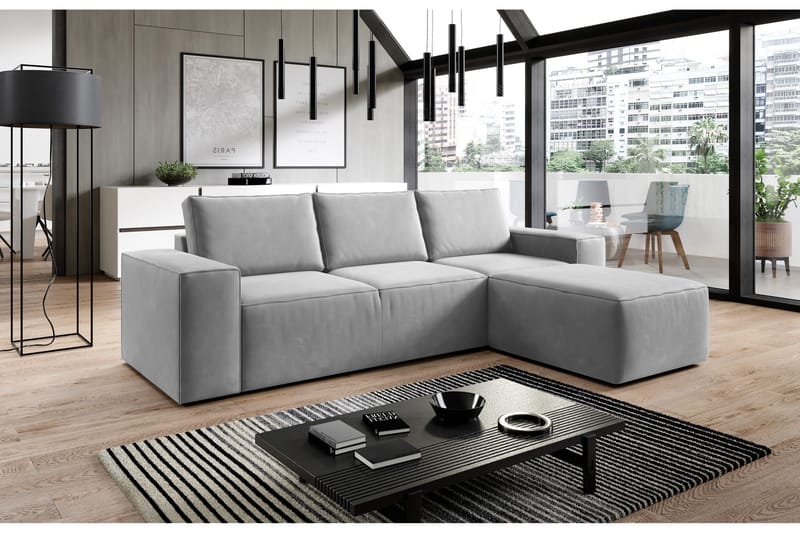 Kamli Sovesofa m. Divan med Oppbevaring - Grå - Møbler - Sofaer - Sovesofaer