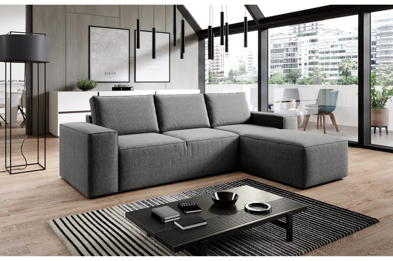 Kamli Sovesofa m. Divan med Oppbevaring - Grå - Møbler - Sofaer - Sovesofaer
