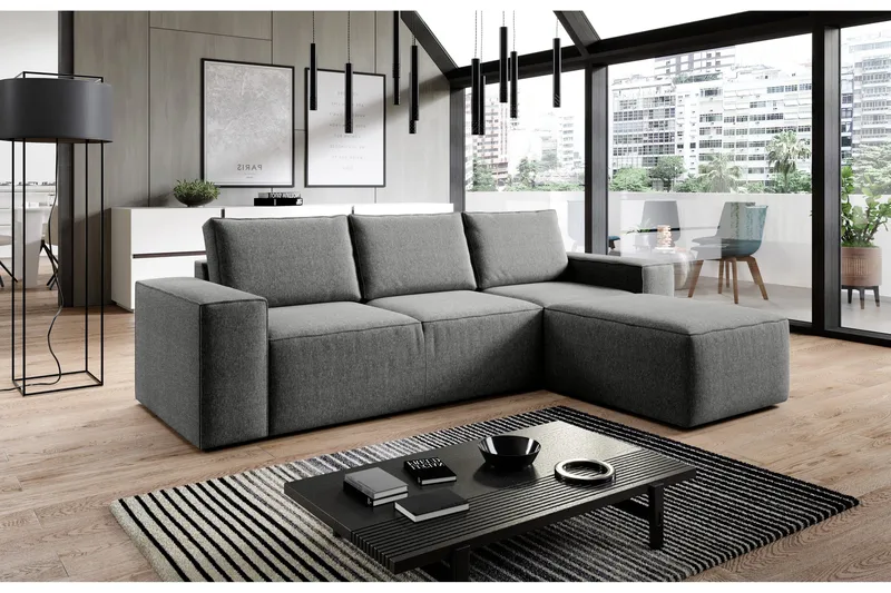 Kamli Sovesofa m. Divan med Oppbevaring - Grå - Møbler - Sofaer - Sovesofaer