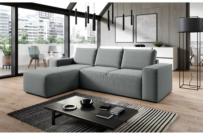 Kamli Sovesofa m. Divan med Oppbevaring - Grå - Møbler - Sofaer - Sovesofaer