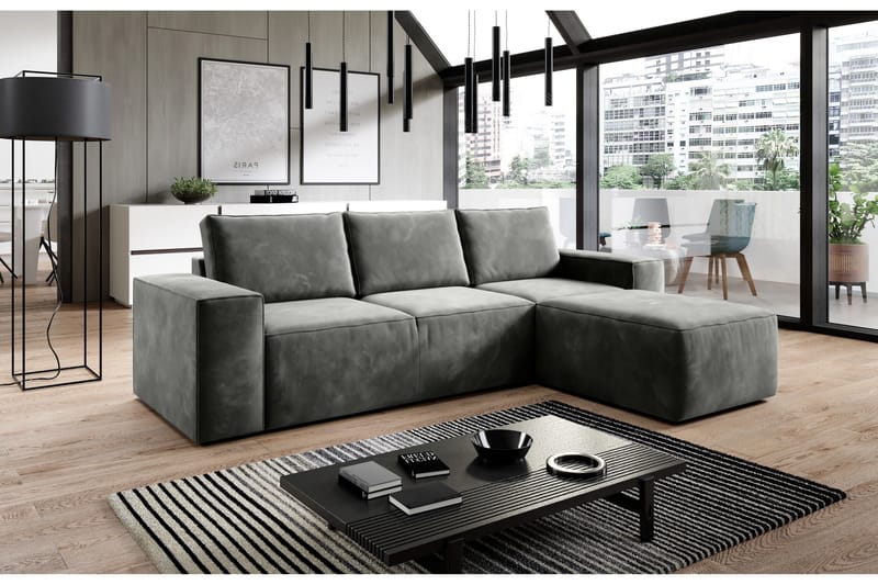 Kamli Sovesofa m. Divan med Oppbevaring - Grå - Møbler - Sofaer - Sovesofaer