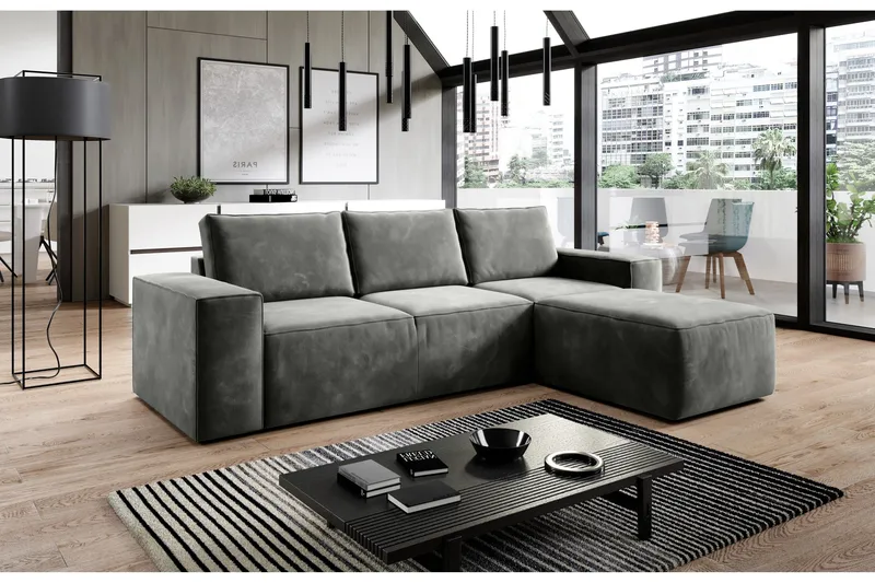 Kamli Sovesofa m. Divan med Oppbevaring - Grå - Møbler - Sofaer - Sovesofaer