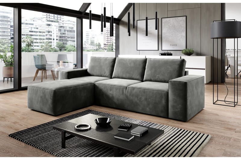 Kamli Sovesofa m. Divan med Oppbevaring - Grå - Møbler - Sofaer - Sovesofaer