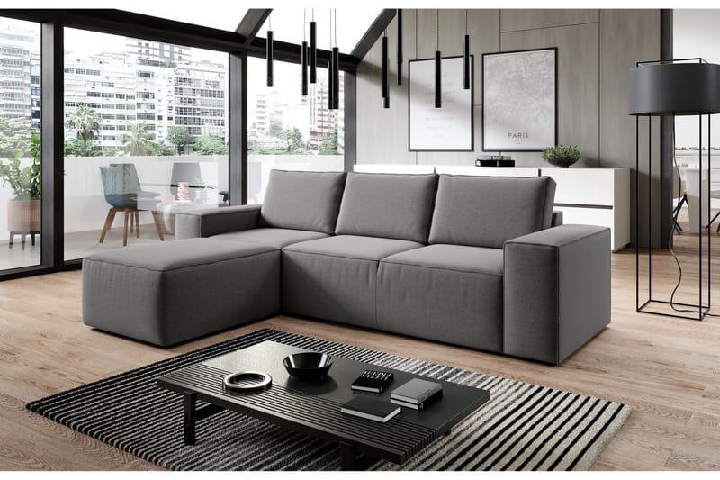 Kamli Sovesofa m. Divan med Oppbevaring - Grå - Møbler - Sofaer - Sovesofaer