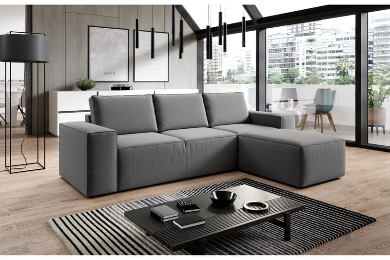 Kamli Sovesofa m. Divan med Oppbevaring - Grå - Møbler - Sofaer - Sovesofaer