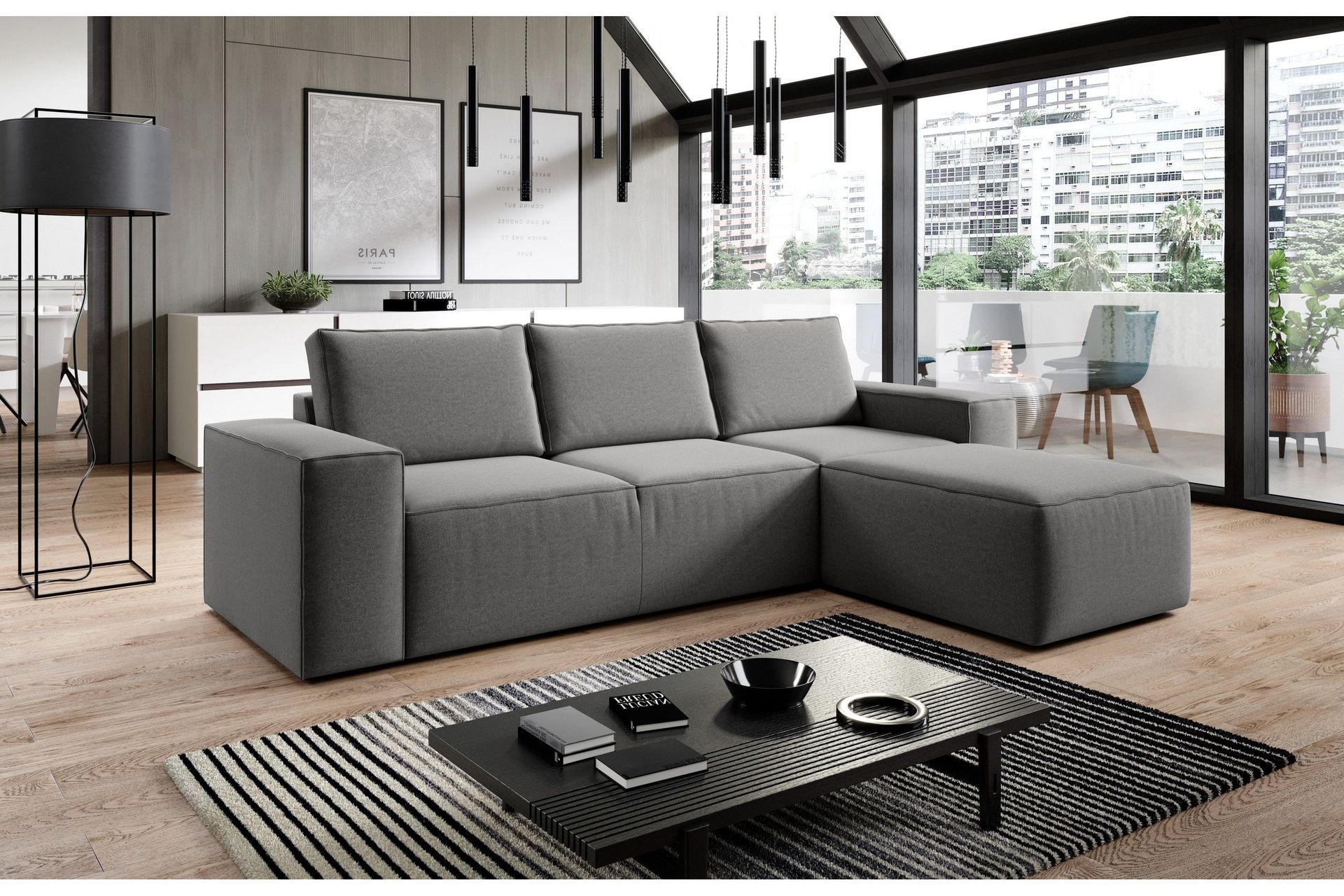 Kamli Sovesofa m. Divan med Oppbevaring - Grå