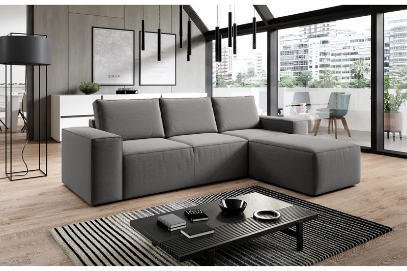 Kamli Sovesofa m. Divan med Oppbevaring - Grå - Møbler - Sofaer - Sovesofaer