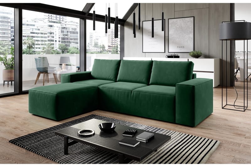 Kamli Sovesofa m. Divan med Oppbevaring - Grønn - Møbler - Sofaer - Sovesofaer