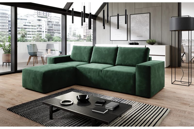 Kamli Sovesofa m. Divan med Oppbevaring - Grønn - Møbler - Sofaer - Sovesofaer