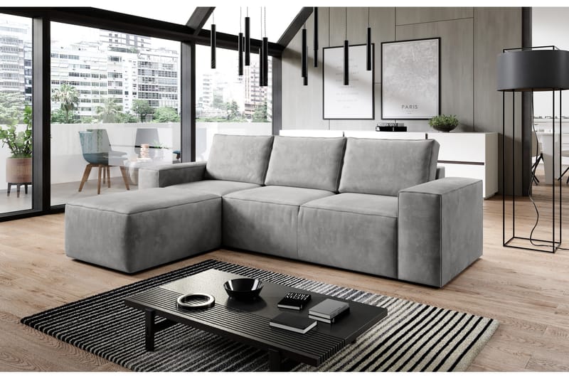 Kamli Sovesofa m. Divan med Oppbevaring - Lysegrå - Møbler - Sofaer - Sovesofaer