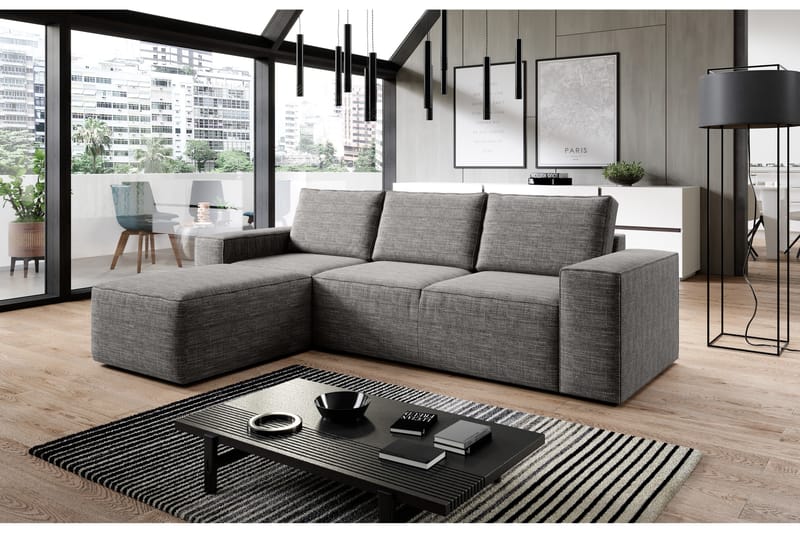 Kamli Sovesofa m. Divan med Oppbevaring - Lysegrå - Møbler - Sofaer - Sovesofaer