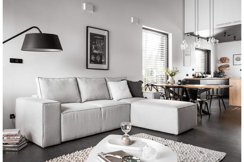 Kamli Sovesofa m. Divan med Oppbevaring - Lysegrå - Møbler - Sofaer - Sovesofaer