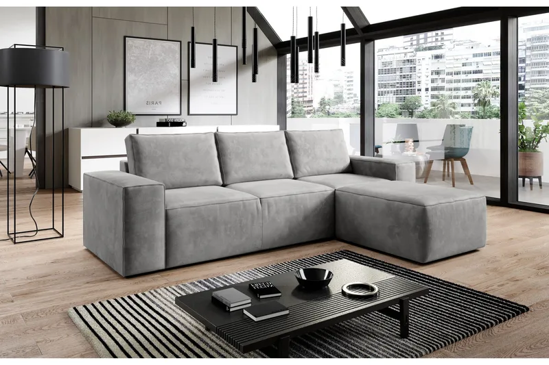 Kamli Sovesofa m. Divan med Oppbevaring - Lysegrå - Møbler - Sofaer - Sovesofaer