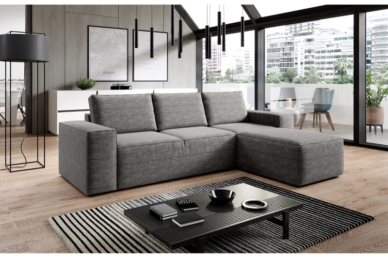Kamli Sovesofa m. Divan med Oppbevaring - Lysegrå - Møbler - Sofaer - Sovesofaer