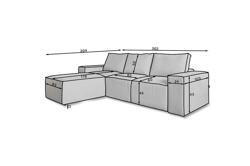 Kamli Sovesofa m. Divan med Oppbevaring - Lyserosa - Møbler - Sofaer - Sovesofaer