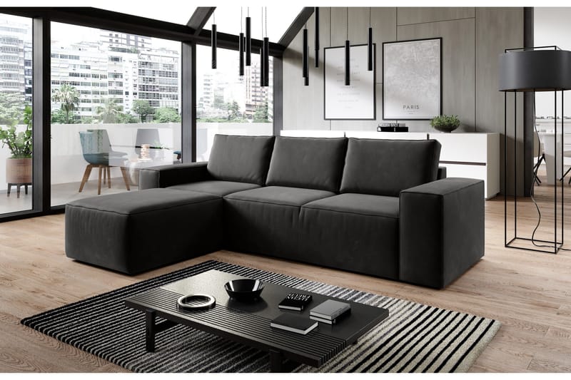 Kamli Sovesofa m. Divan med Oppbevaring - Mørkegrå - Møbler - Sofaer - Sovesofaer